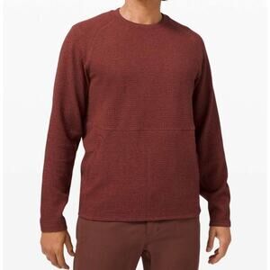 Lululemon At Ease Crew Sweatshirt Pullover Mens L Textured Heathered Savannah